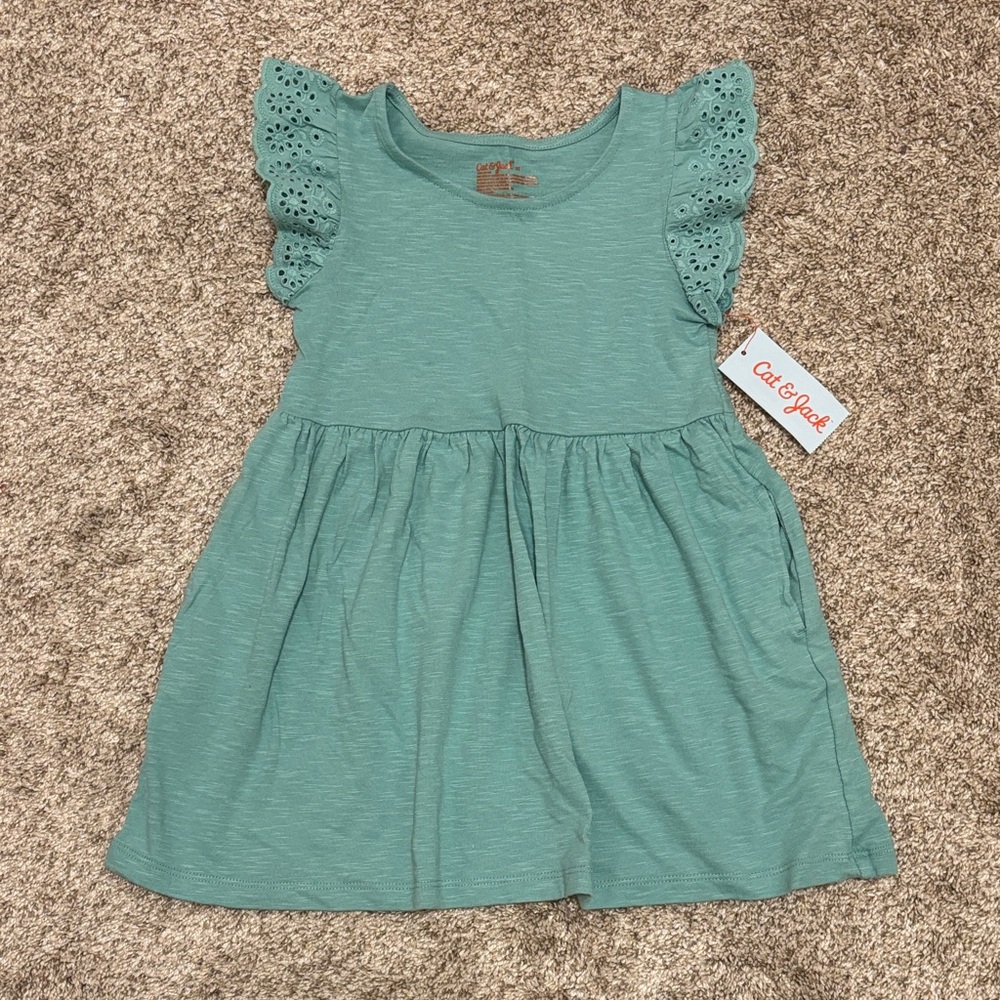 BRAND NEW Cat & Jack Aqua Flutter Sleeve Dress